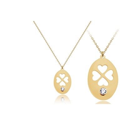 14 Ayar Sarı Altın Yonca Figürlü Kolye