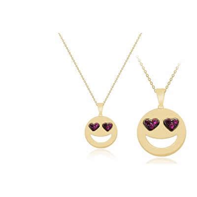 14 Ayar Sarı Altın Smile Figürlü Kolye