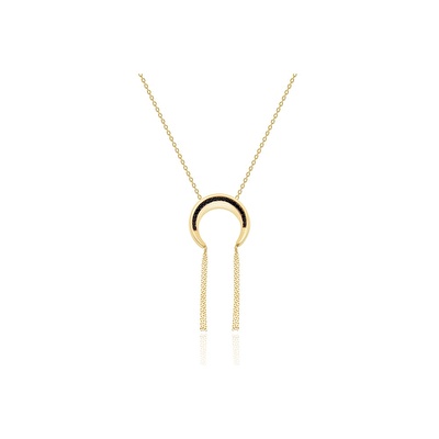 14 Ayar Sarı Altın Siyah Taşlı Kolye