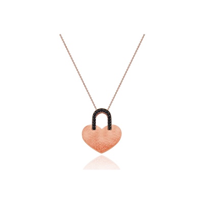 14 Ayar Rose Altın Siyah Taşlı Kolye