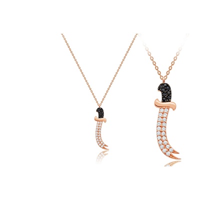 14 Ayar Rose Altın Kılıç Figürlü Kolye