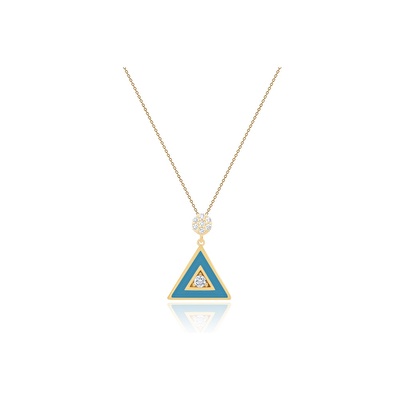 14 Ayar Mavi Mineli Minimal Kolye