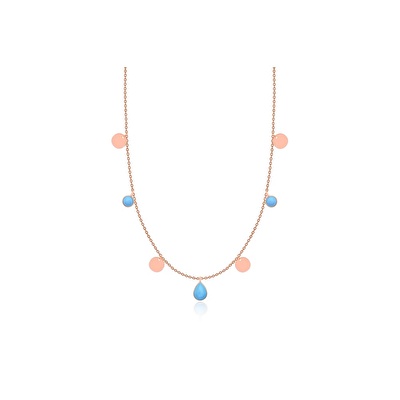 14 Ayar Rose Altın Firuze Taşlı Kolye