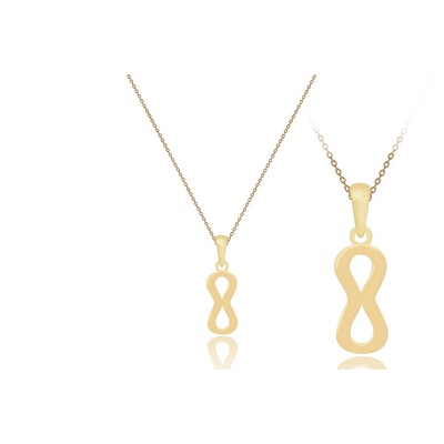 14 Ayar Sarı Altın Sonsuzluk Figürlü Kolye