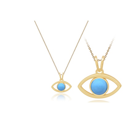 14 Ayar Sarı Altın Firuze Taşlı Kolye