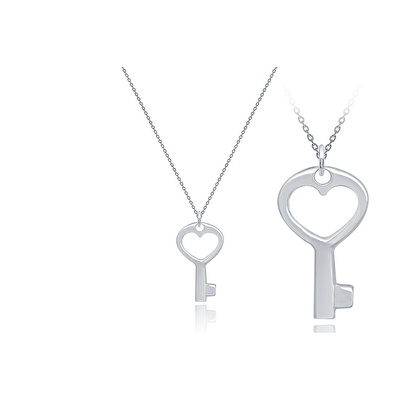 14 Ayar Beyaz Altın Anahtar Figürlü Kolye