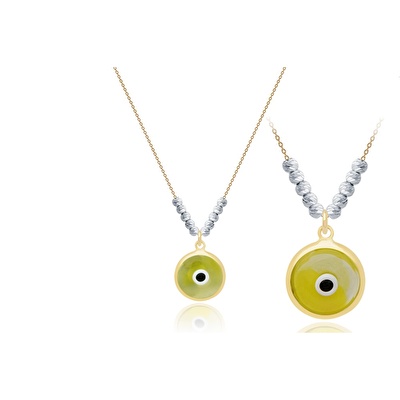 14 Ayar Sarı-Beyaz Altın Göz Figürlü Kolye