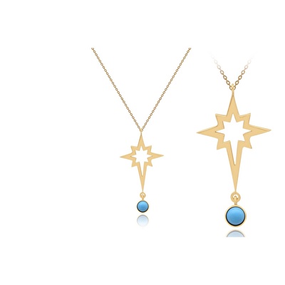 14 Ayar Sarı Altın Kutup Yıldızı Figürlü Kolye