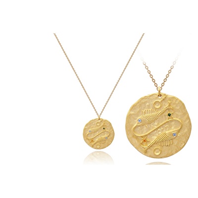 14 Ayar Sarı Altın Balık Burç Kolye