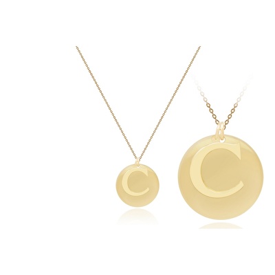 14 Ayar Sarı Altın C Harf Kolye