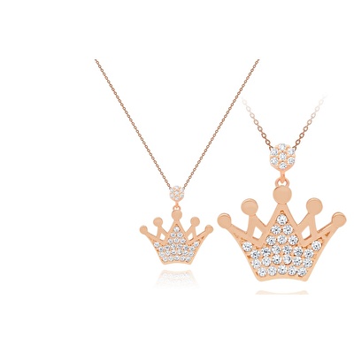 14 Ayar Rose Altın Kral Tacı Figürlü Kolye