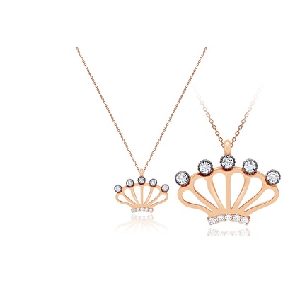 14 Ayar Rose Altın Kral Tacı Figürlü Kolye