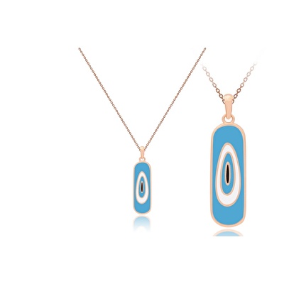 14 Ayar Rose Altın Mavi Mineli Göz Figürlü Kolye