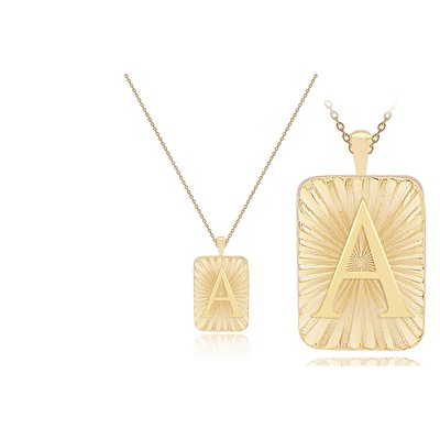 14 Ayar A Harf Plaka Kolye