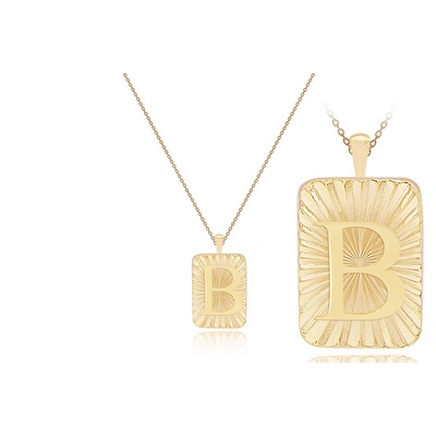 14 Ayar B Harf Plaka Kolye