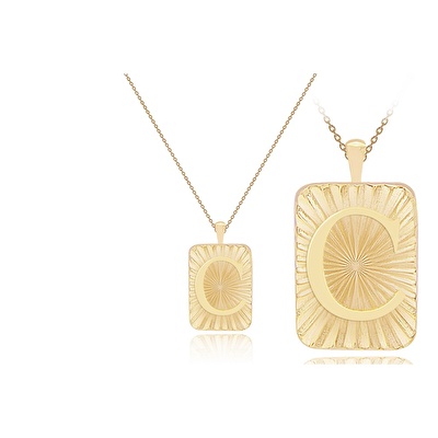 14 Ayar C Harf Plaka Kolye