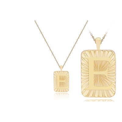 14 Ayar E Harf Plaka Kolye