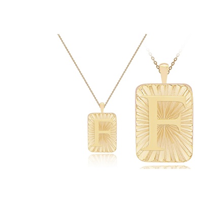 14 Ayar F Harf Plaka Kolye