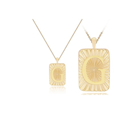 14 Ayar G Harf Plaka Kolye