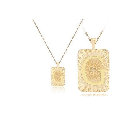 14 Ayar G Harf Plaka Kolye