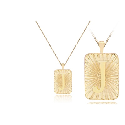 14 Ayar J Harf Plaka Kolye