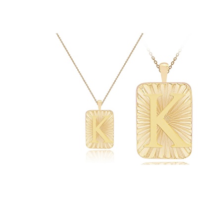 14 Ayar K Harf Plaka Kolye