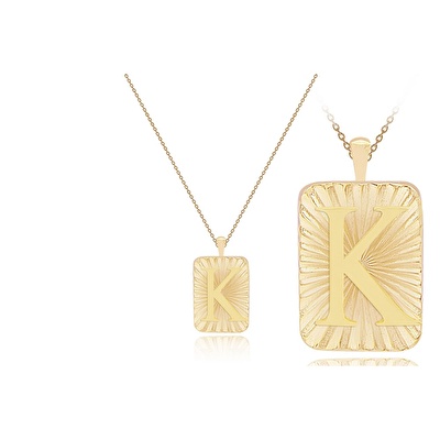 14 Ayar K Harf Plaka Kolye