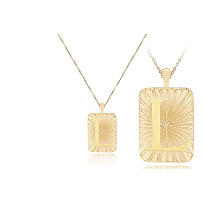 14 Ayar L Harf Plaka Kolye