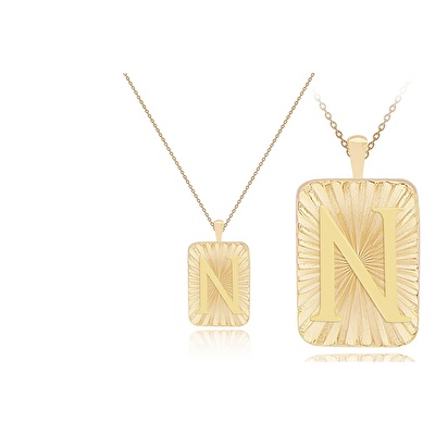 14 Ayar N Harf Plaka Kolye