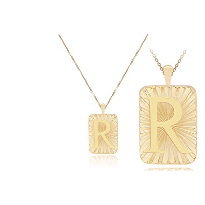 14 Ayar R Harf Plaka Kolye