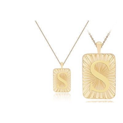 14 Ayar S Harf Plaka Kolye