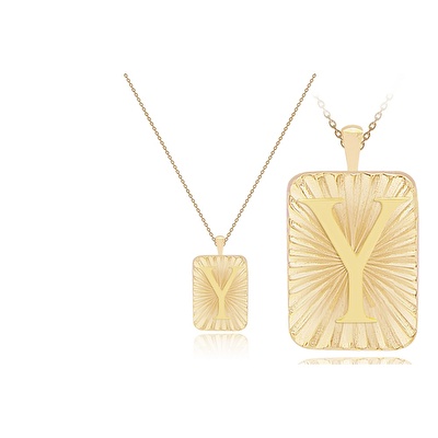 14 Ayar Y Harf Plaka Kolye