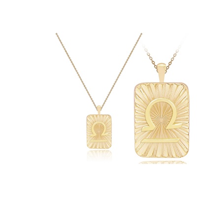 14 Ayar Terazi Burç Plaka Kolye