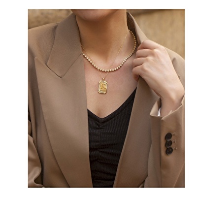 14 Ayar Terazi Burç Plaka Kolye