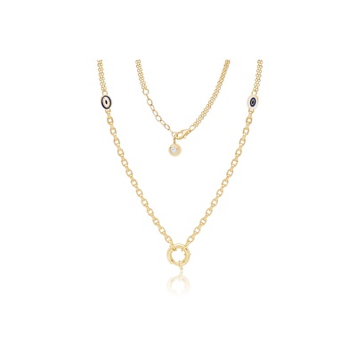 14 Ayar Sarı Altın Göz Figürlü Zincir Kolye