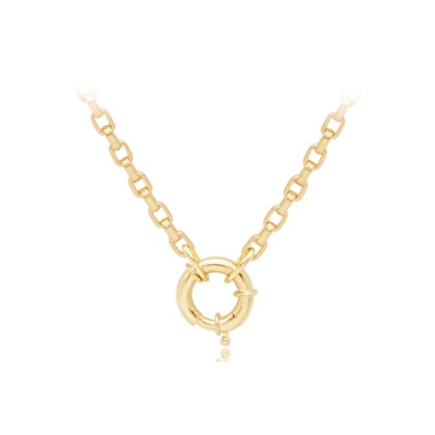 14 Ayar Sarı Altın Gemici Kilitli Zincir Kolye