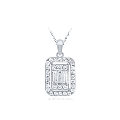 14 Ayar Beyaz Altın Baget Kolye