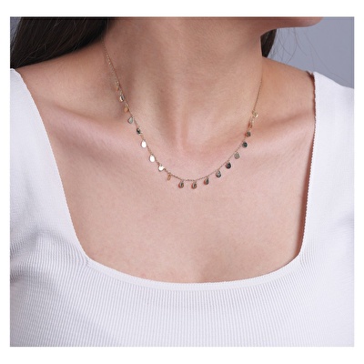 14 Ayar Sarı Altın Damla Figürlü Kolye