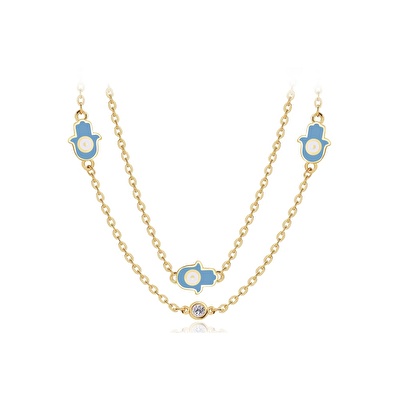 14 Ayar Sarı Altın Fatma Ana Eli Kolye