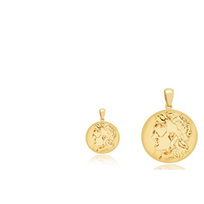 14 Ayar Sarı Altın Madalyon Figürlü Kolye Ucu