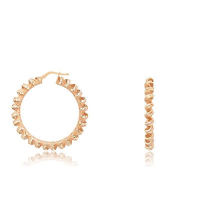 14 Ayar Rose-Sarı Altın Burgu Halka Küpe