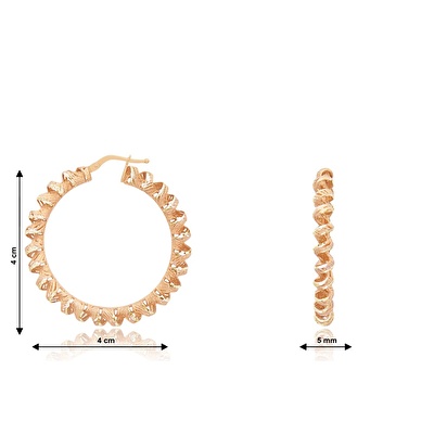 14 Ayar Rose-Sarı Altın Burgu Halka Küpe