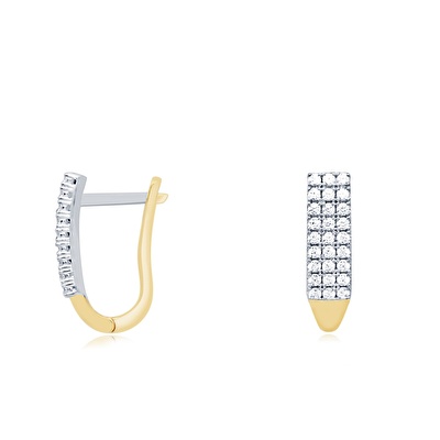 14 Ayar Sarı-Beyaz Altın Taşlı Su Yolu Küpe