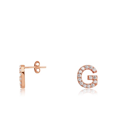 14 Ayar Rose Altın G Harf Küpe