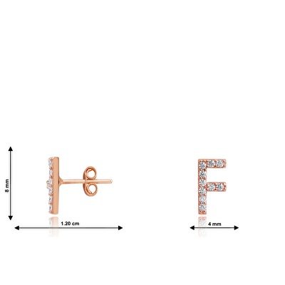 14 Ayar Rose Altın F Harf Küpe