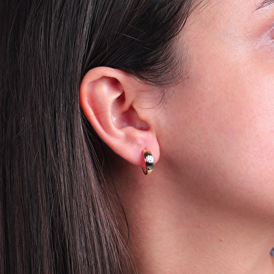 14 Ayar Sarı Altın Taşlı Halka Küpe