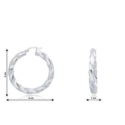 14 Ayar Beyaz Altın Burgu Halka Küpe