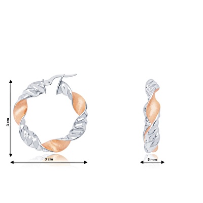 14 Ayar Beyaz-Rose Altın Burgu Halka Küpe