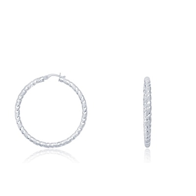 14 Ayar Beyaz Altın Halka Küpe