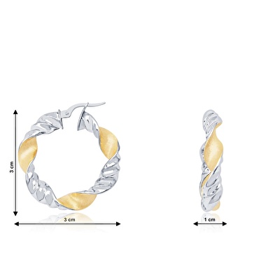 14 Ayar Beyaz-Sarı Altın Halka Küpe
